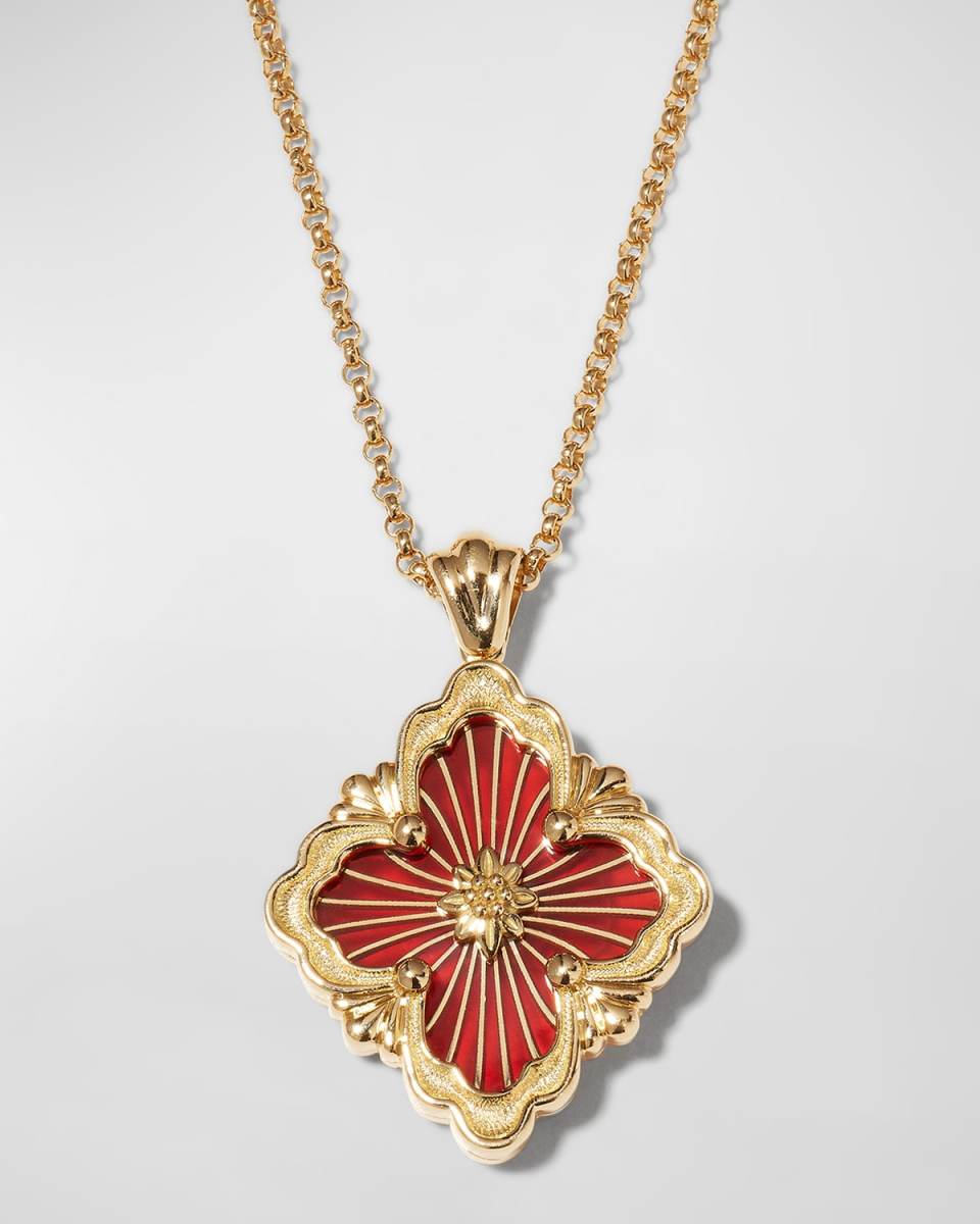 Opera Tulle Pendant Necklace with Big Motif Red and 18K Yellow Gold